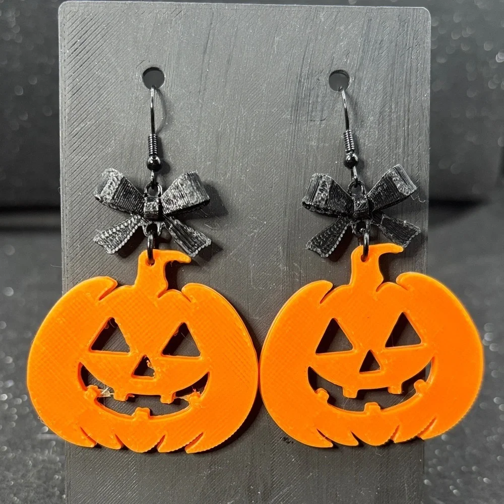 Pumpkin Earrings with Bow – Cute Fall & Halloween Jewelry